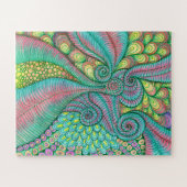 Puzzle Tourbillon Abstrait Psychedelique Sarcelle et Rose (Horizontal)