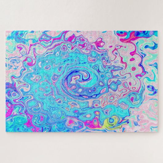 Puzzle Tourbillon Abstrait Rétro Bleu de Robin Groovy (Horizontal)