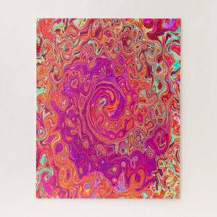 Puzzle Tourbillon de marbre rétro abstrait corail et viol
