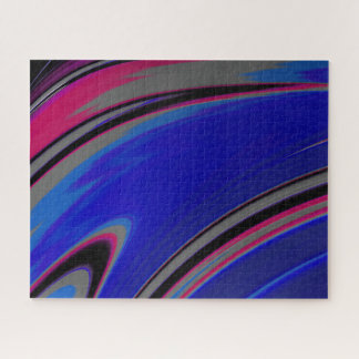Puzzle Tourbillon fractal abstrait bleu foncé gris magent