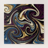 Puzzle Tourbillon Marbré Violet Or Bleu Abstrait (Horizontal)