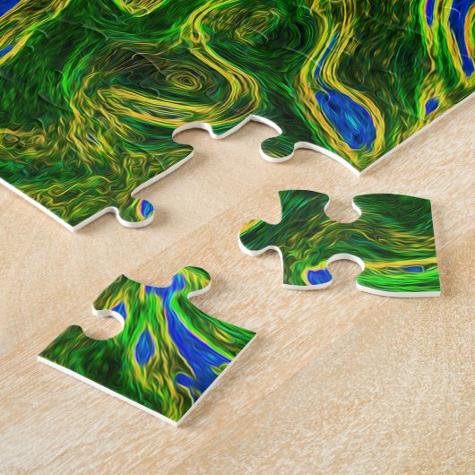 Puzzle Tourbillon rétro Super rose et bleu chaud (Côté)