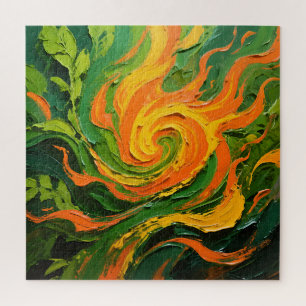 Puzzle Tourbillon vert orange vibrant