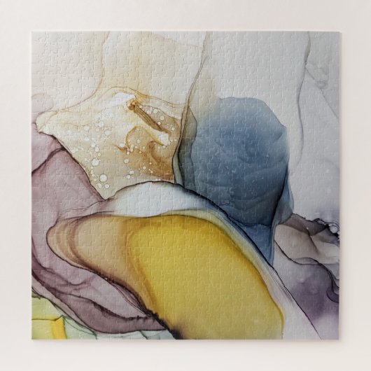 Puzzle Tourbillons d'encre d'alcool, teinte jaune, abstra (Vertical)