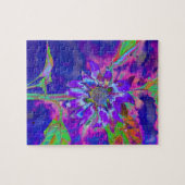 Puzzle Tournesol bleu Abstrait | retro funky (Horizontal)