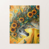 Puzzle Tournesol Cheval Coucher de soleil (Vertical)