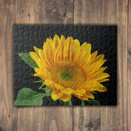 Puzzle Tournesol jaune sur fond noir