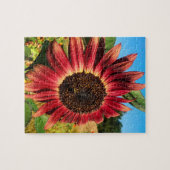 Puzzle Tournesol rouge avec abeille (Horizontal)