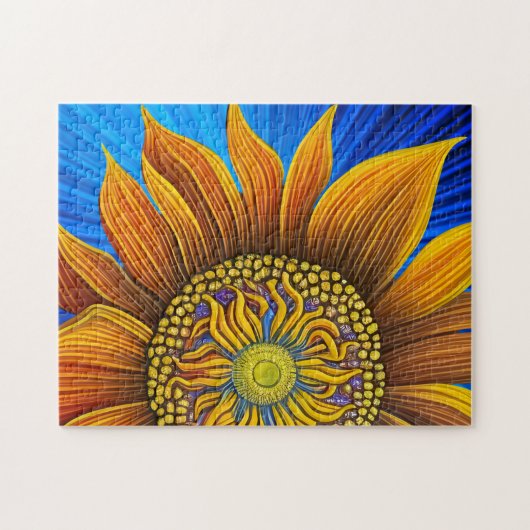 Puzzle Tournesol rustique sur bleu (Horizontal)