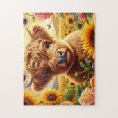 Puzzle Tournesol Vache des Highlands (Vertical)