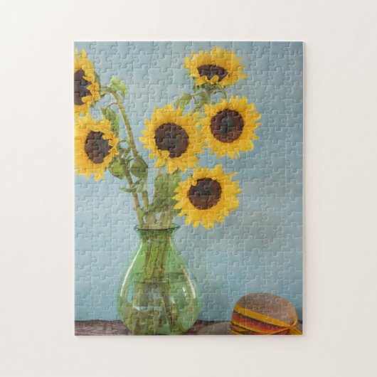 Puzzle Tournesols en vase sur table (Vertical)