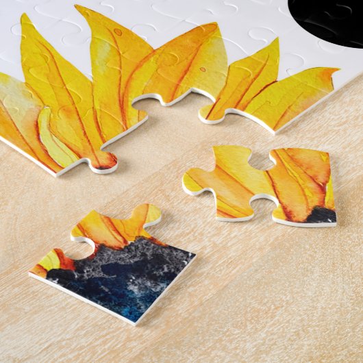 Puzzle Tournesols jaunes sur fond blanc motif (Côté)