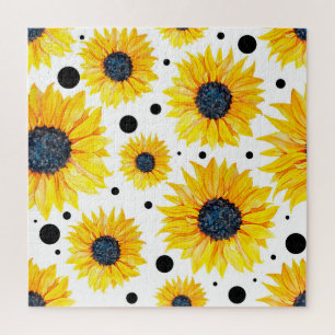 Puzzle Tournesols jaunes sur fond blanc motif
