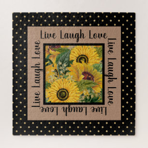 Puzzle Tournesols Or Noir Pois Vivre Rire Aimer