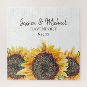 Puzzle Tournures Jaune Marron Aquarelle Tournesols Mariag