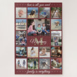 Puzzle Tout Citation Famille Photo Collage Bourgogne Mono<br><div class="desc">Célébrez les joies simples de la famille avec un puzzle photo collage unique et amusant. Si vous préférez un arrière - plan ou un texte dans des couleurs autres que le bordeaux, l'or et le blanc, reportez-vous aux instructions ci-dessous. (CONSEIL EN MATIÈRE DE PLACEMENT D'IMAGE : Une façon simple de...</div>