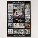 Puzzle Tout Citation Famille Photo Collage Or Noir Monogr<br><div class="desc">Célébrez les joies simples de la famille avec un puzzle photo collage unique et amusant. Si vous préférez un arrière - plan ou un texte dans des couleurs autres que le noir, l'or et le blanc, reportez-vous aux instructions ci-dessous. (CONSEIL EN MATIÈRE DE PLACEMENT D'IMAGE : Une façon simple de...</div>