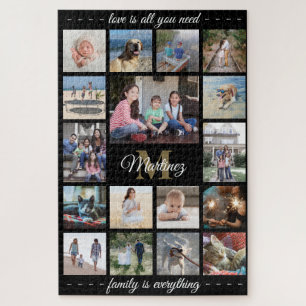 Puzzle Tout Citation Famille Photo Collage Or Noir Monogr