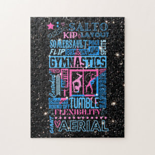 Puzzle Tout sur Gymnastique Typographie en rose et bleu