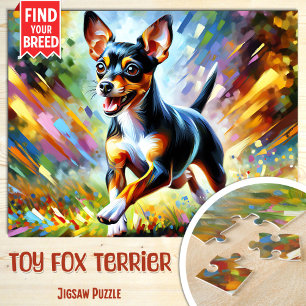 Puzzle Toy Fox Terrier Dog Portrait Acrylique Art Print C