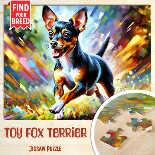 Puzzle Toy Fox Terrier Dog Portrait Acrylique Art Print C
