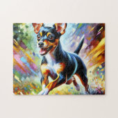Puzzle Toy Fox Terrier Dog Portrait Acrylique Art Print C (Horizontal)