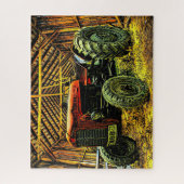 Puzzle Tracteur rouge antique Grange rustique (Vertical)