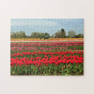 Puzzle Tracteur vert en Tulip Field, Oregon