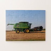 Puzzle tracteur vert récoltant un jumbo de champ (Horizontal)
