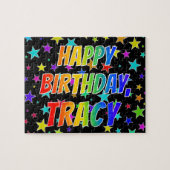 Puzzle "TRACY" First Name, Fun "HAPPY BIRTHDAY" (Horizontal)