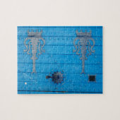 Puzzle Traditional Blue Wooden Door in TunisiaPhotograph (Horizontal)