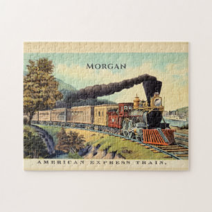 Puzzle Train à vapeur Vintage coloré, nom