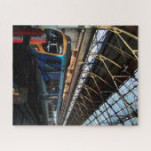 Puzzle Train bleu, à la gare (Horizontal)