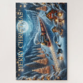 Puzzle Train de Noël avec lanternes et animaux des forêts (Vertical)