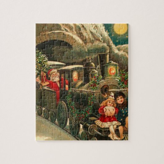 Puzzle Train de Noël vintage du Père Noël (Vertical)