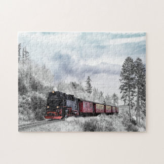 Puzzle Train en scène hivernale