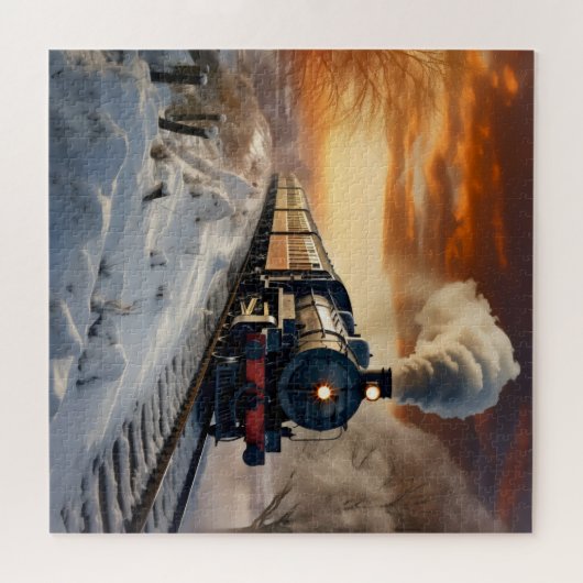 Puzzle Train en soirée d'hiver (Horizontal)