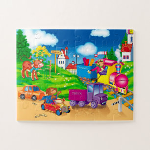 Puzzle train et voiture