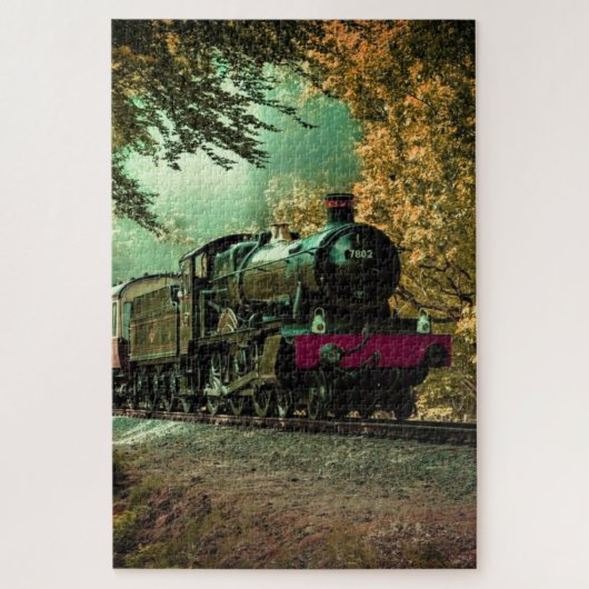 Puzzle Train Locomotive Retro Leviers Vintages Automne (Vertical)
