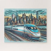 Puzzle Train Rapide Quittant New York + Dessin de Monumen (Horizontal)