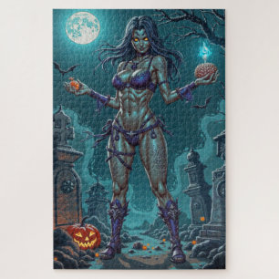 Puzzle Traite d'Halloween ou ami Zombie w Cerveau