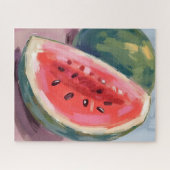 Puzzle Tranche de pastèque | Peinture aquarelle de fruit (Horizontal)