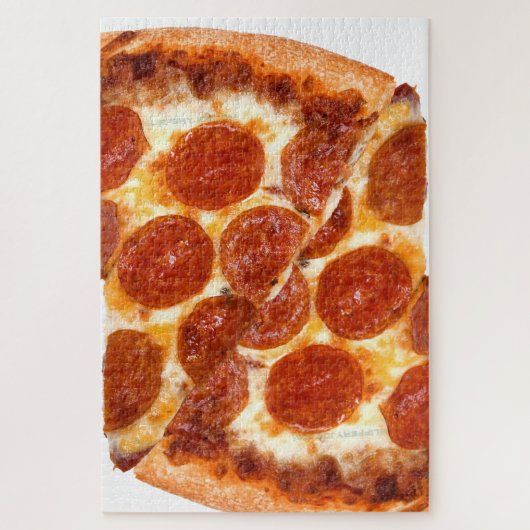 Puzzle Tranche de pizza pepperoni classique de SlipperyJo (Vertical)