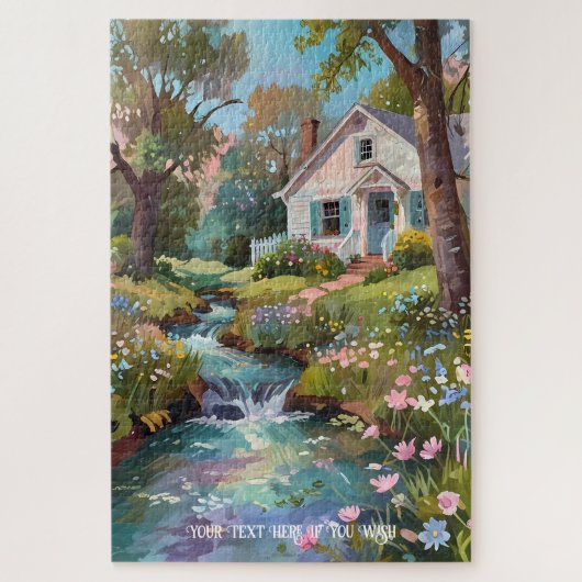 Puzzle Tranquil Campagne Retraite Cottage Aquarelle (Vertical)