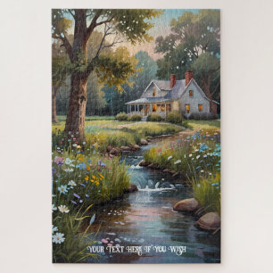 Puzzle Tranquille Campagne Retraite Cottage au bord du ru