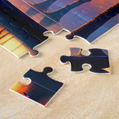 Puzzle "Tranquillité de la dérive : Canoës sous Jacaranda (Côté)