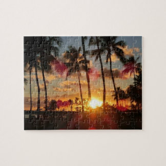Puzzle Tranquillité tropicale : Un soleil et un palmier h