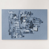 Puzzle Travailler de la maison avec mes chats Delft Blue (Horizontal)