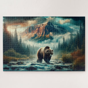 Puzzle Traversée de Grizzly, Ours Grizzly, Paysage de mon