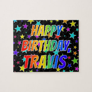 Puzzle "TRAVIS" Prénom, Amusant "HEUREUX ANNIVERSAIRE"